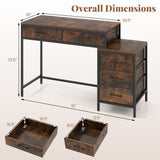 Computer Desk with 5 Drawers and Printer Stand for Bedroom and Small Spaces
