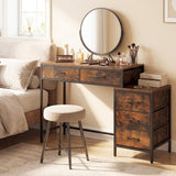 Computer Desk with 5 Drawers and Printer Stand for Bedroom and Small Spaces