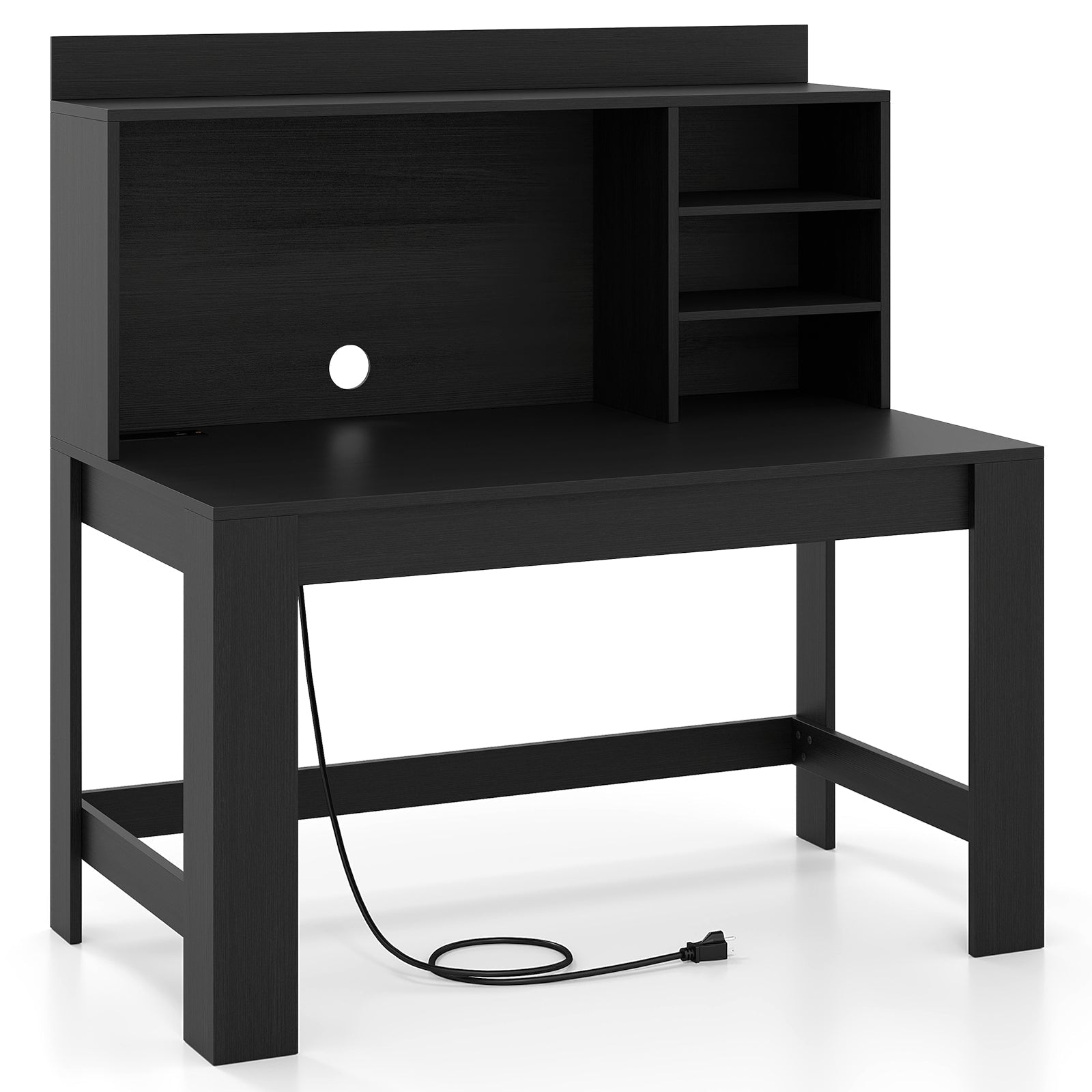 Modern Computer Desk with Hutch and Storage Shelves