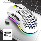 2.4GHz Wireless Gaming Mouse 7 Button 1600 DPI Adjustable RGB Backlit Rechargeable Mouse Lightweight Honeycomb Shell Gamer Mice
