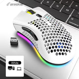 2.4GHz Wireless Gaming Mouse 7 Button 1600 DPI Adjustable RGB Backlit Rechargeable Mouse Lightweight Honeycomb Shell Gamer Mice
