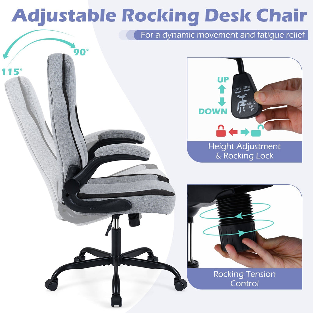 Ergonomic Computer Office Chair with 90¬∞ Flip-up Armrests