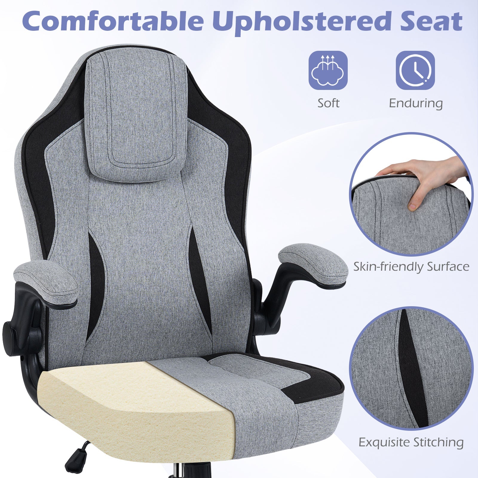 Ergonomic Computer Office Chair with 90¬∞ Flip-up Armrests
