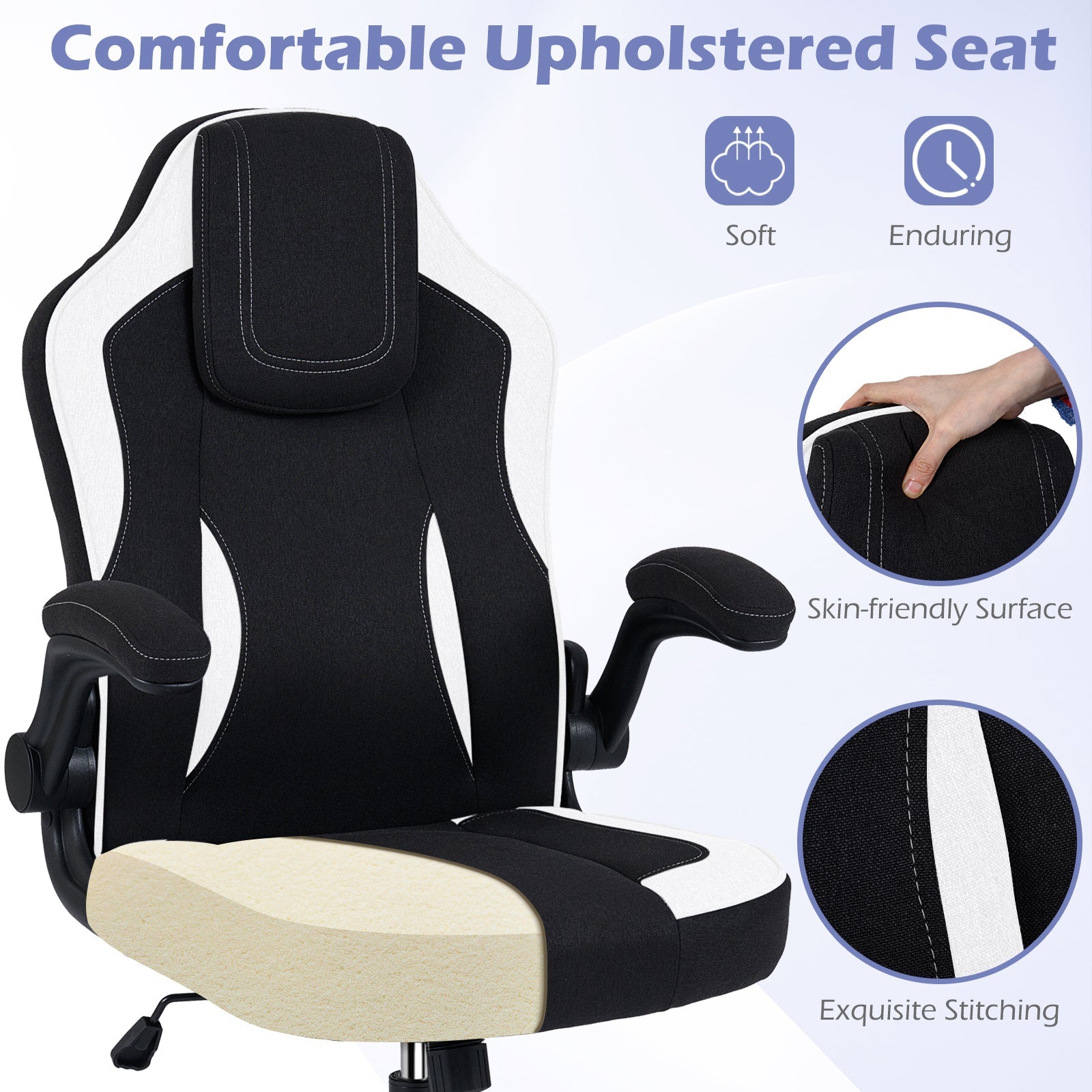 Ergonomic Computer Office Chair with 90¬∞ Flip-up Armrests