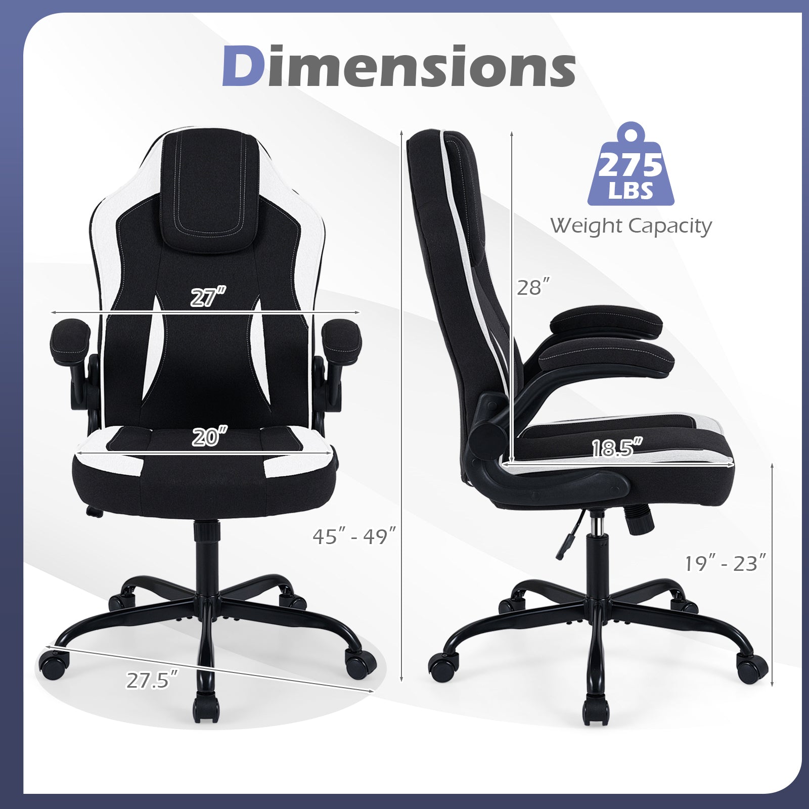 Ergonomic Computer Office Chair with 90¬∞ Flip-up Armrests