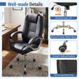 Ergonomic Leather Office Chair with Padded Armrests and Rocking Backrest