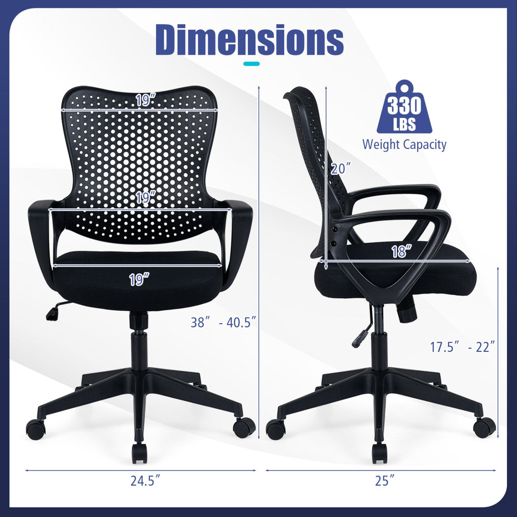 Ergonomic Office Chair Height Adjustable Computer Desk Chair with Breathable Butterfly Back