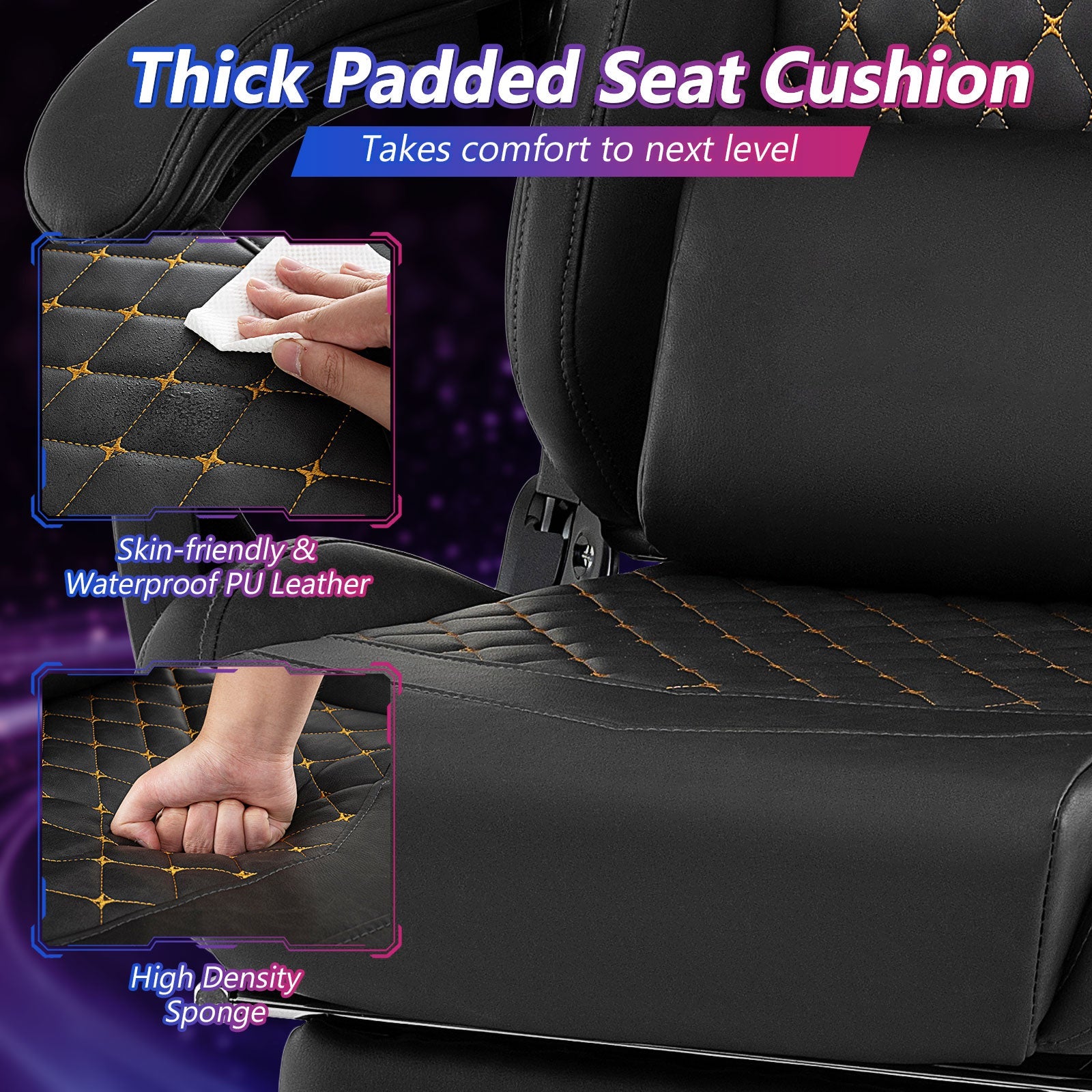 Ergonomic Video Game Computer Chair with Headrest and Lumbar Pillow-Black