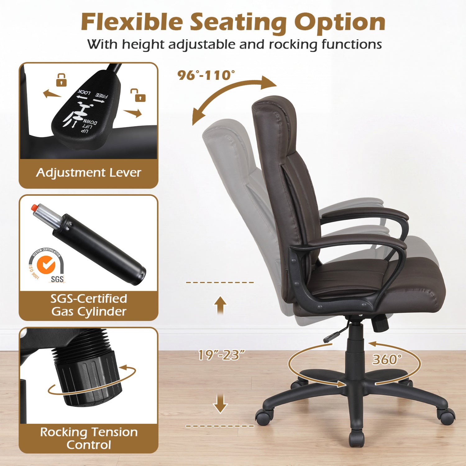 Ergonomic Office Chair with Rocking Function - Faux Leather