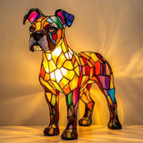 Art Deco Stained Glass Dog Table Lamp USB