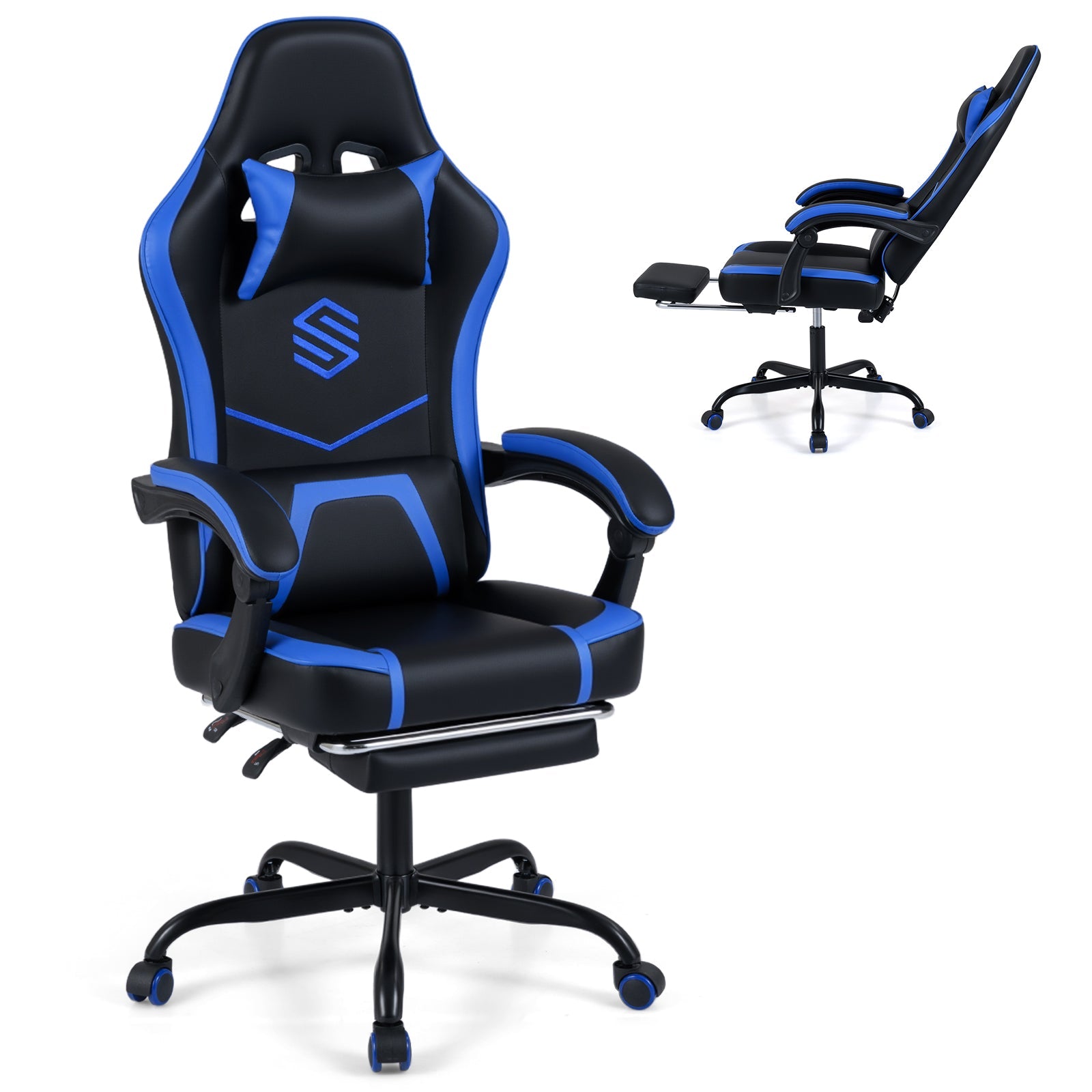 Gaming Chair Height Adjustable Computer Chair with Headrest Ergonomic Office Task Chair