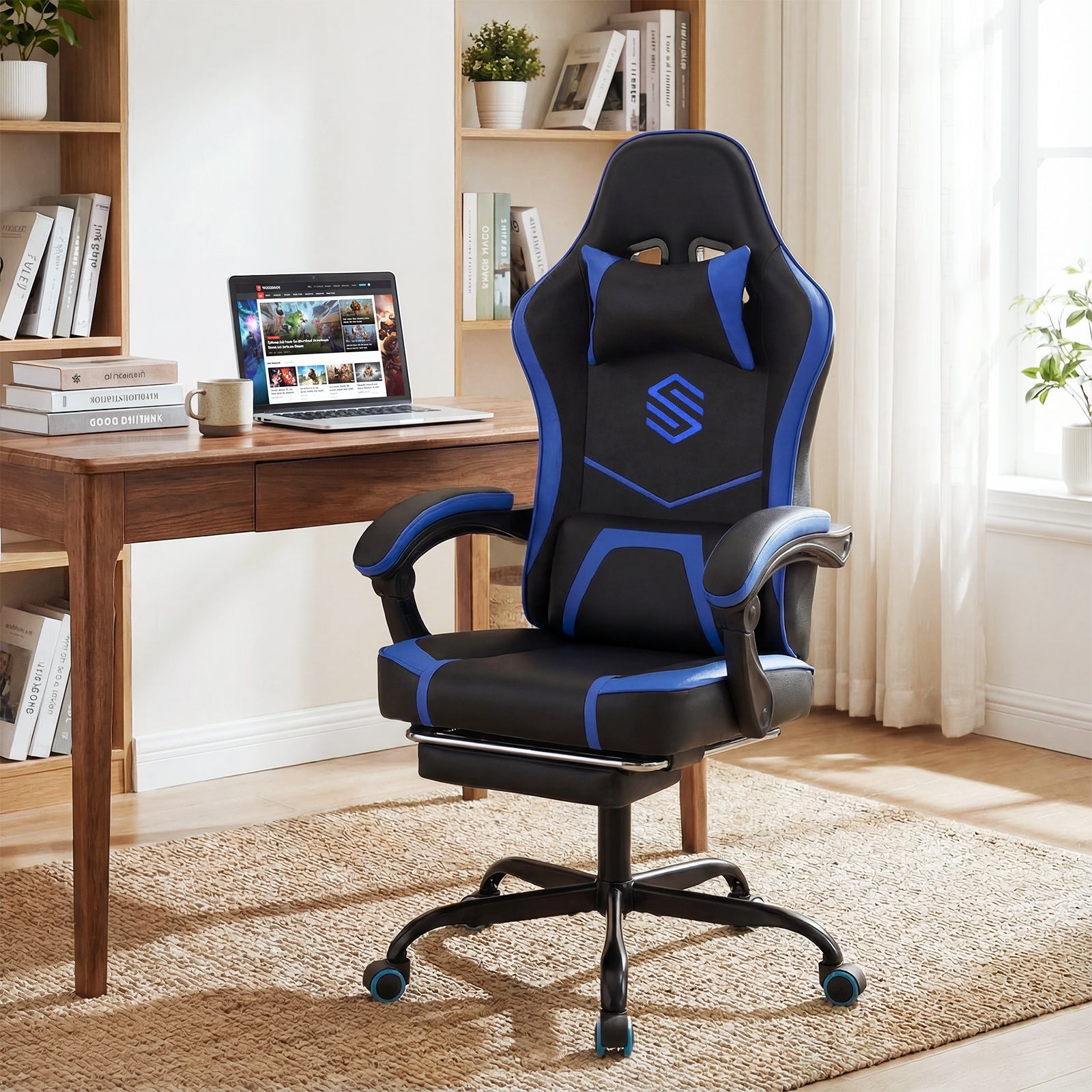 Gaming Chair Height Adjustable Computer Chair with Headrest Ergonomic Office Task Chair