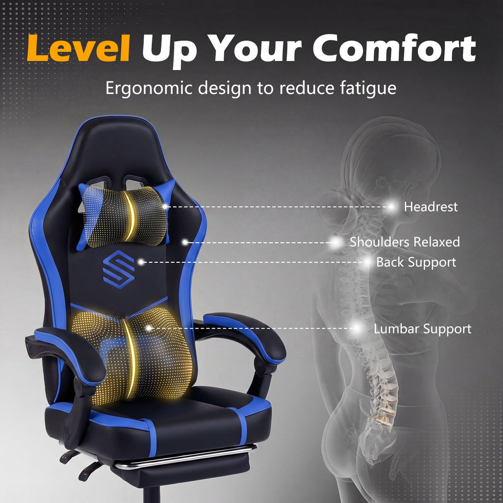 Gaming Chair Height Adjustable Computer Chair with Headrest Ergonomic Office Task Chair