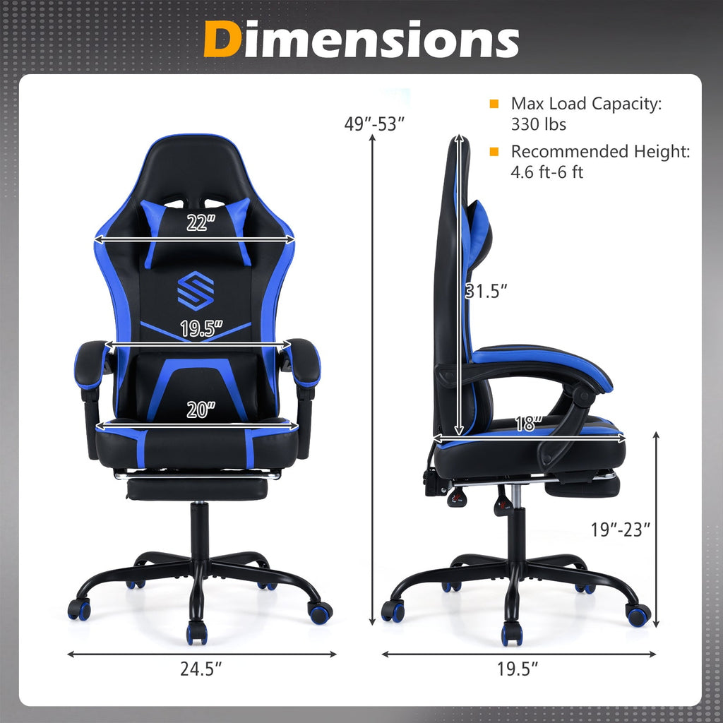 Gaming Chair Height Adjustable Computer Chair with Headrest Ergonomic Office Task Chair