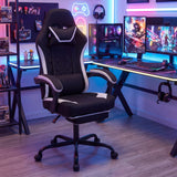 Gaming Chair Height Adjustable Computer Chair with Headrest Footrest & 360¬∞ Swivel Seat-Black