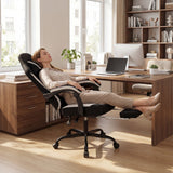 Gaming Chair Height Adjustable Computer Chair with Headrest Footrest & 360¬∞ Swivel Seat-Black