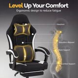 Gaming Chair Height Adjustable Computer Chair with Headrest Footrest & 360¬∞ Swivel Seat-Black