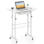 Height Adjustable Standing Desk with Wheels & Drawer