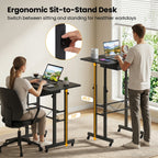 Height Adjustable Standing Desk with Wheels & Drawer