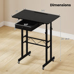Height Adjustable Standing Desk with Wheels & Drawer