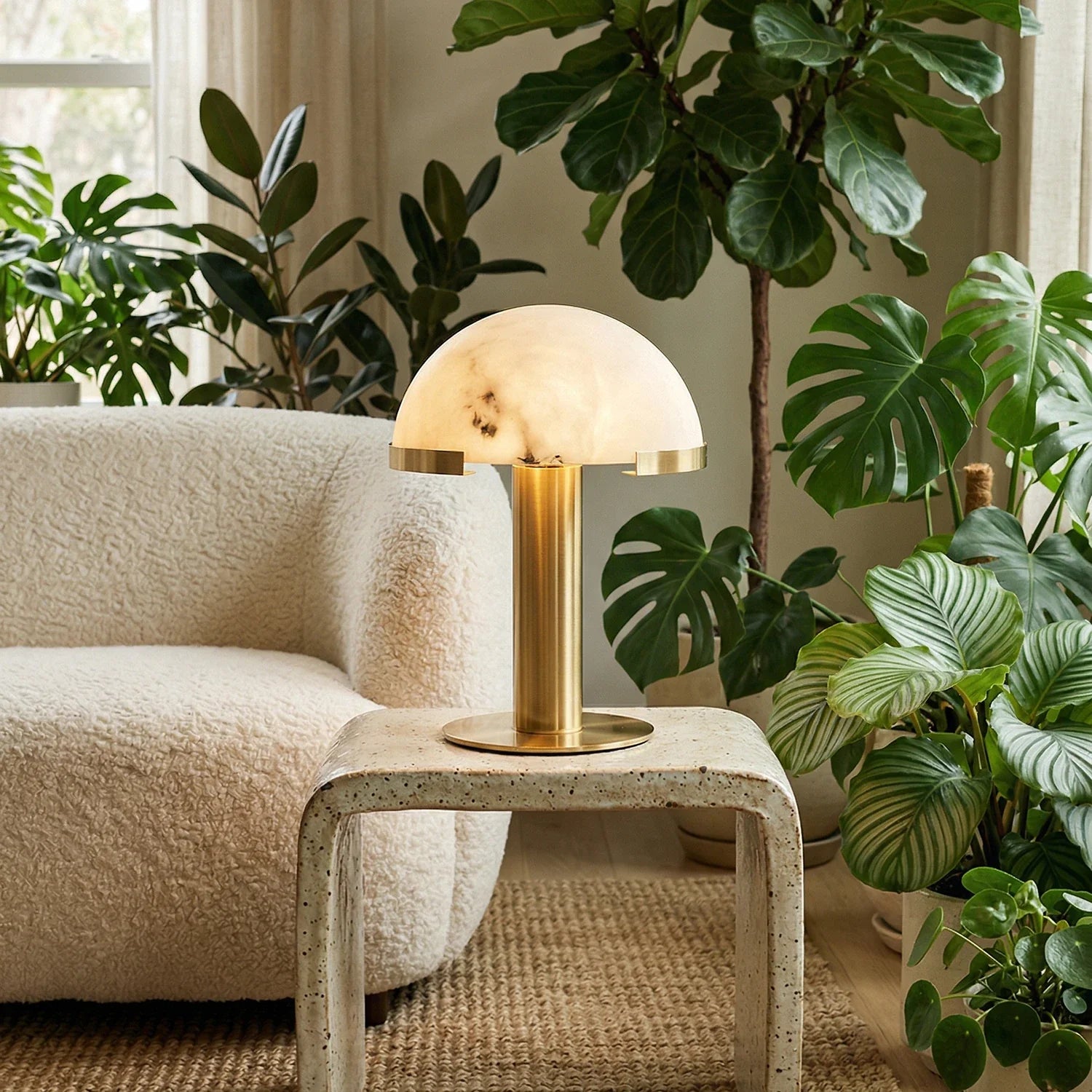 Hemispherical Alabaster Table Lamp