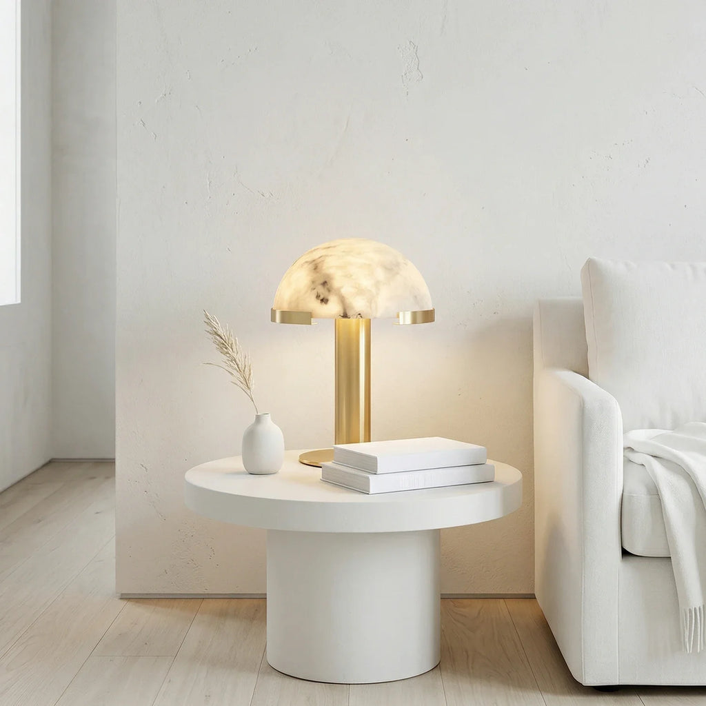 Hemispherical Alabaster Table Lamp