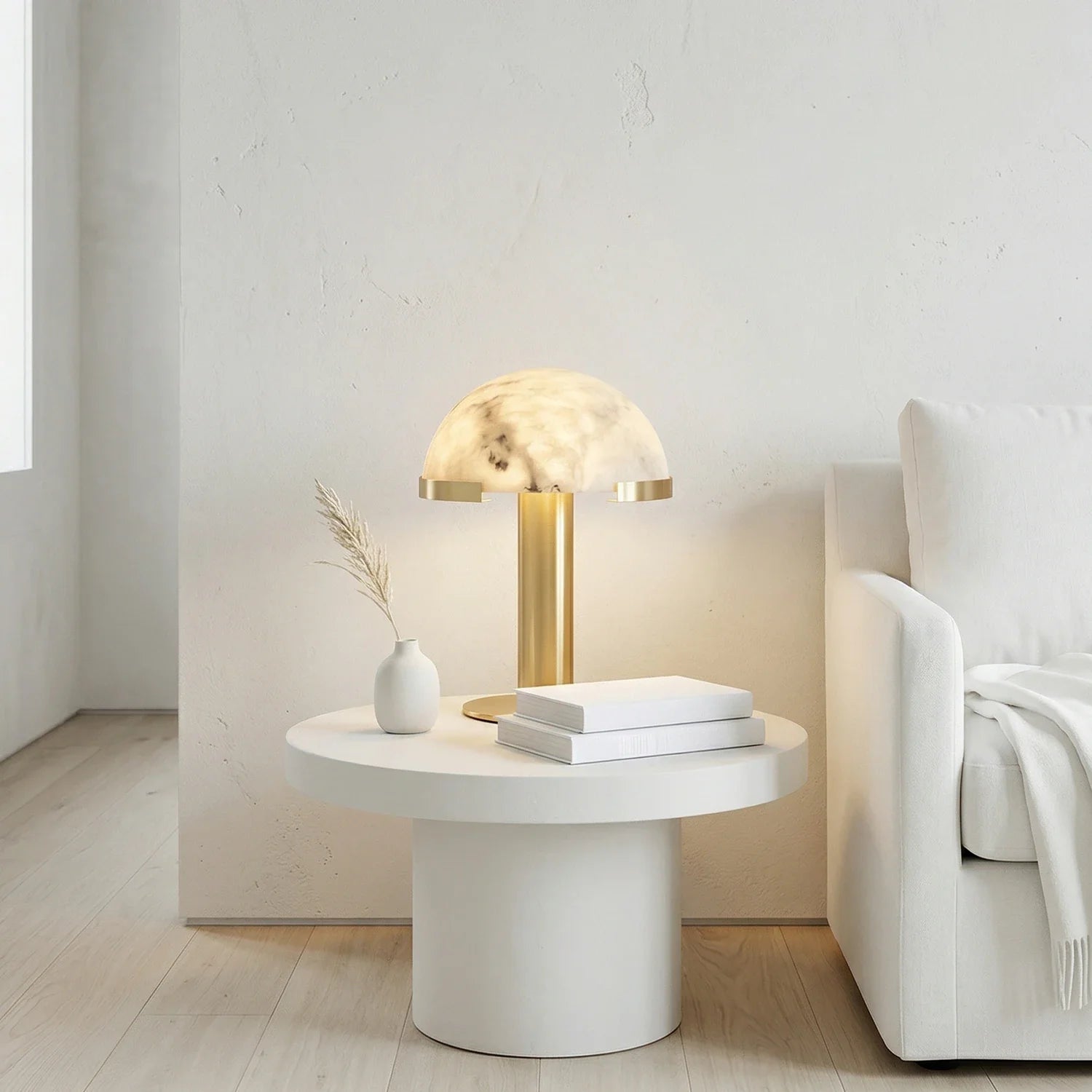 Hemispherical Alabaster Table Lamp