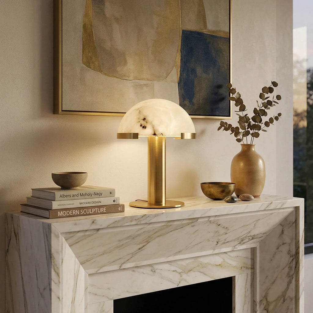 Hemispherical Alabaster Table Lamp