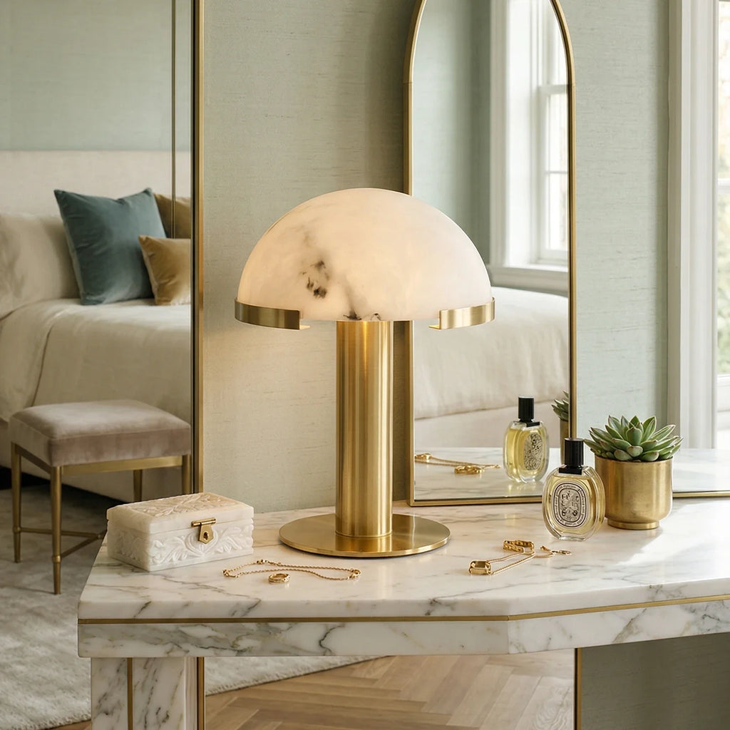 Hemispherical Alabaster Table Lamp