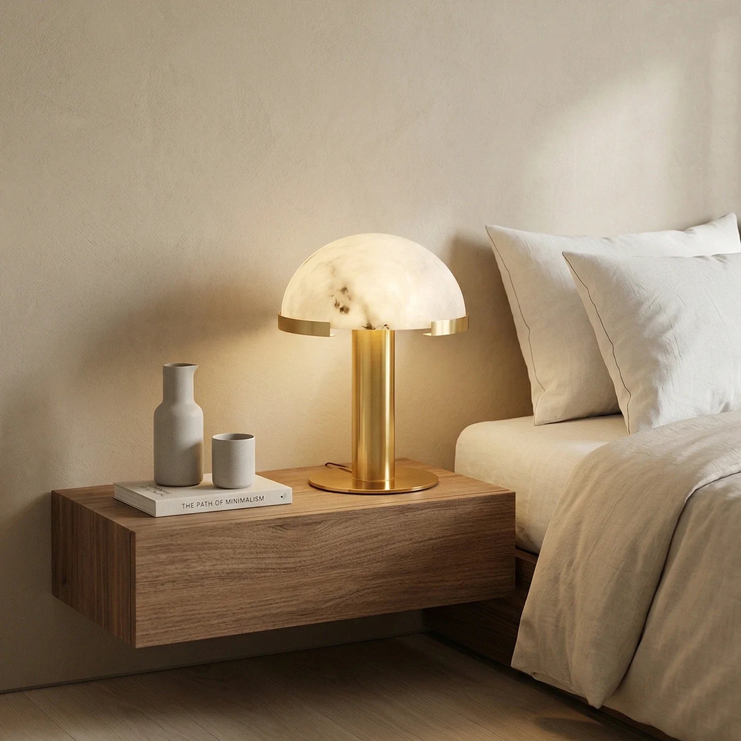 Hemispherical Alabaster Table Lamp