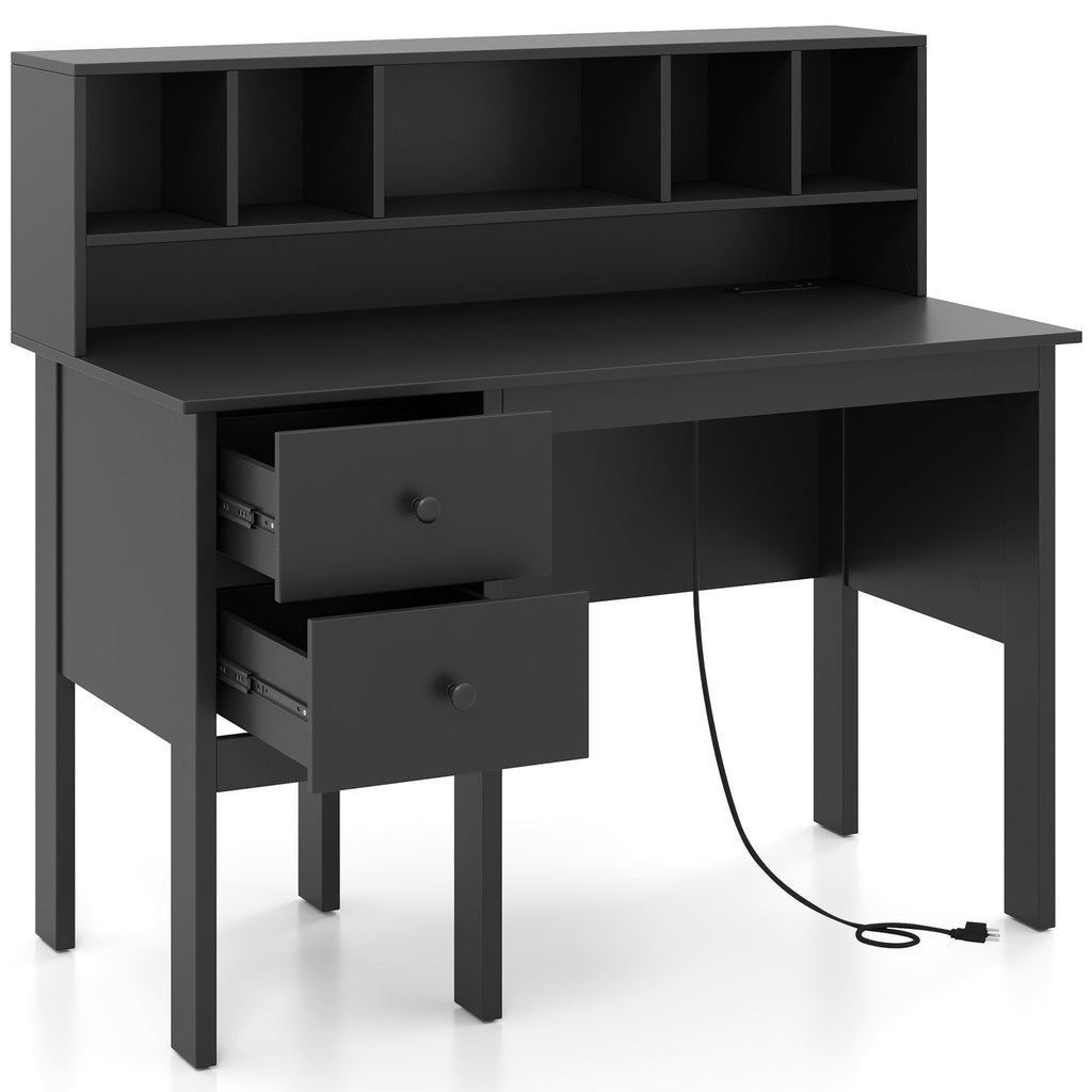 48 Inch Computer Desk with Drawers Power Outlets