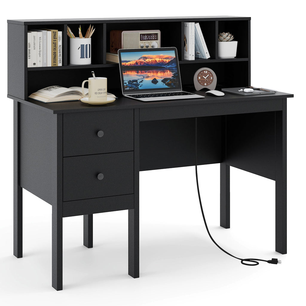 48 Inch Computer Desk with Drawers Power Outlets