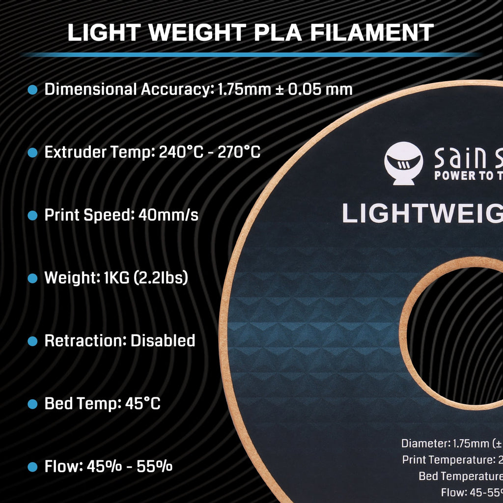 LW-PLA Filament, 1.75mm, Black & White, 1KG, Lightweight Low-Density Active Foaming PLA for 3D Print RC Planes Drone Parts