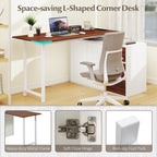 L-Shaped Desk with File Cabinet and Power Outlet Reversible Corner Computer Desk