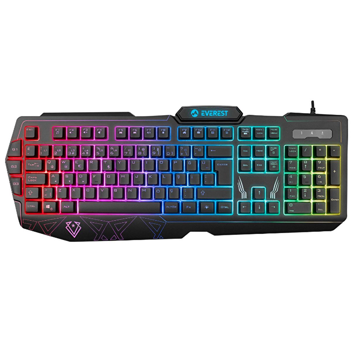 Everest Gaming Keyboard and Mouse Combo - USB 3, RGB Lighting, 3 Macro Keys, Adjustable DPI