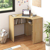 Corner Computer Desk Triangle Home Office Desk with Adjustable Shelf and Arc-Shaped Profile