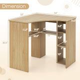 Corner Computer Desk Triangle Home Office Desk with Adjustable Shelf and Arc-Shaped Profile