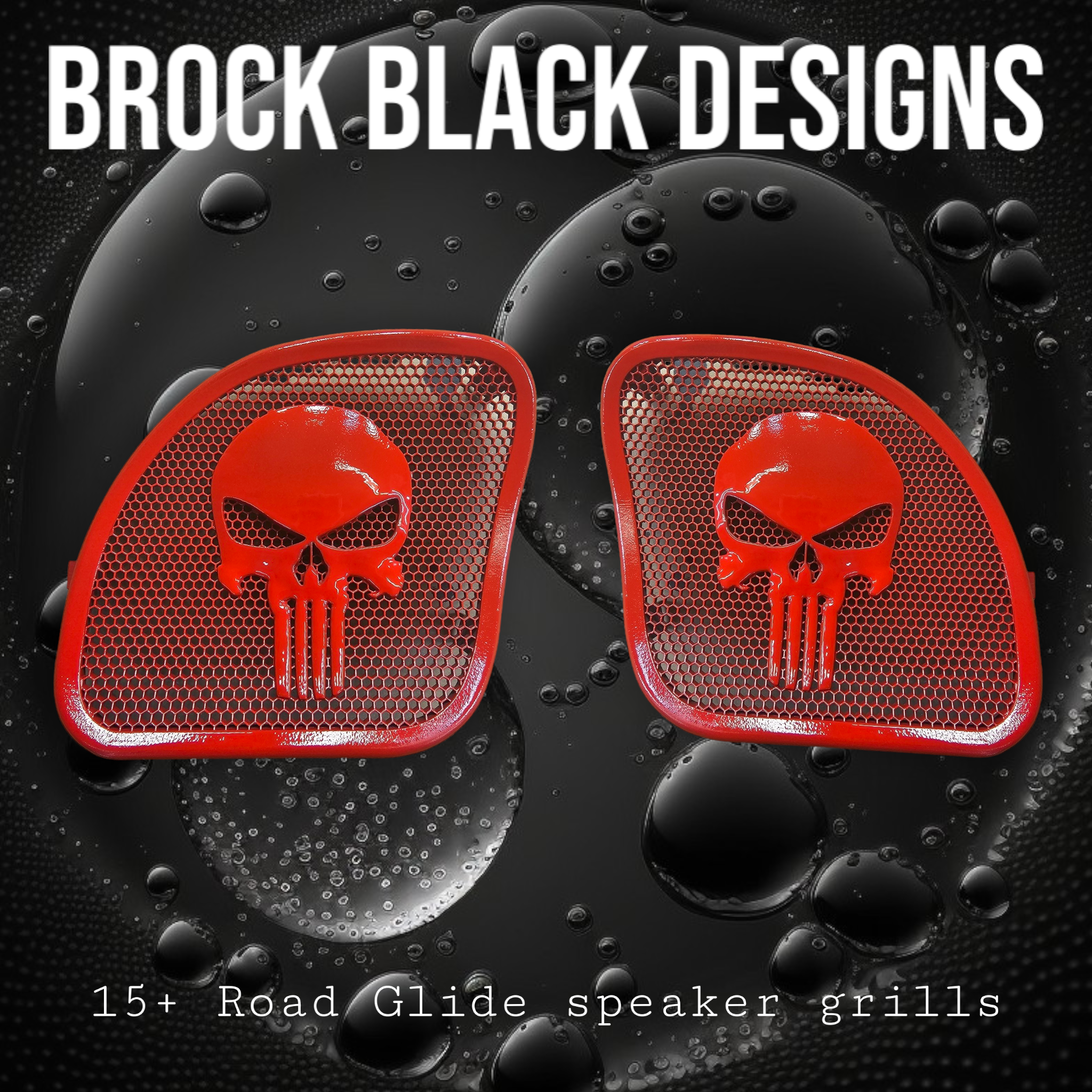 98-2024+ Road Glide 3D punisher speakers grill covers set