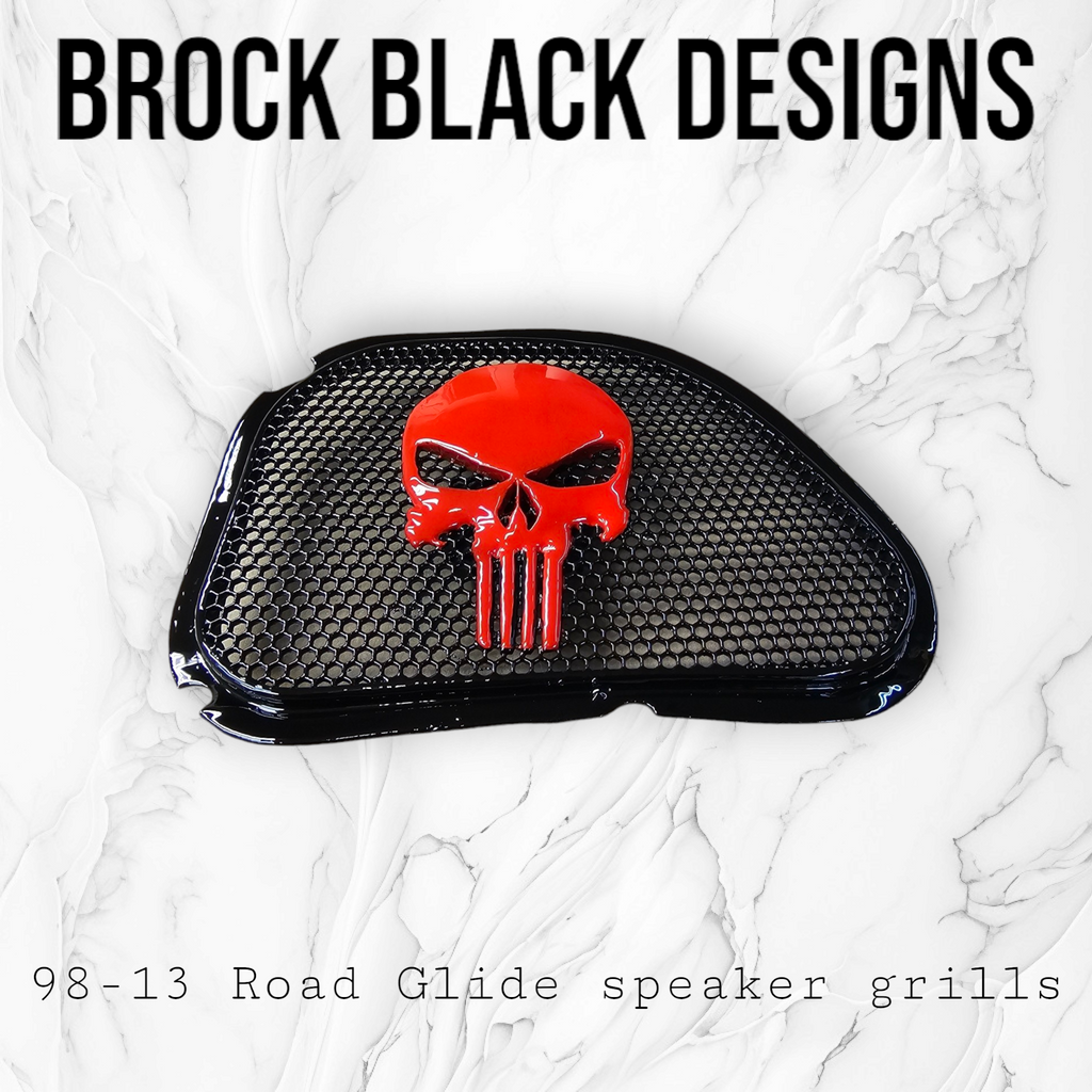 98-2024+ Road Glide 3D punisher speakers grill covers set