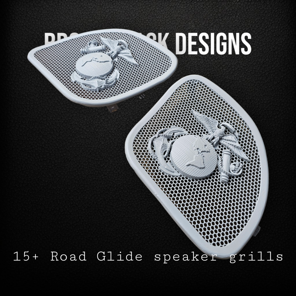 98-2024+ Road Glide 3D USMC speakers grill covers set