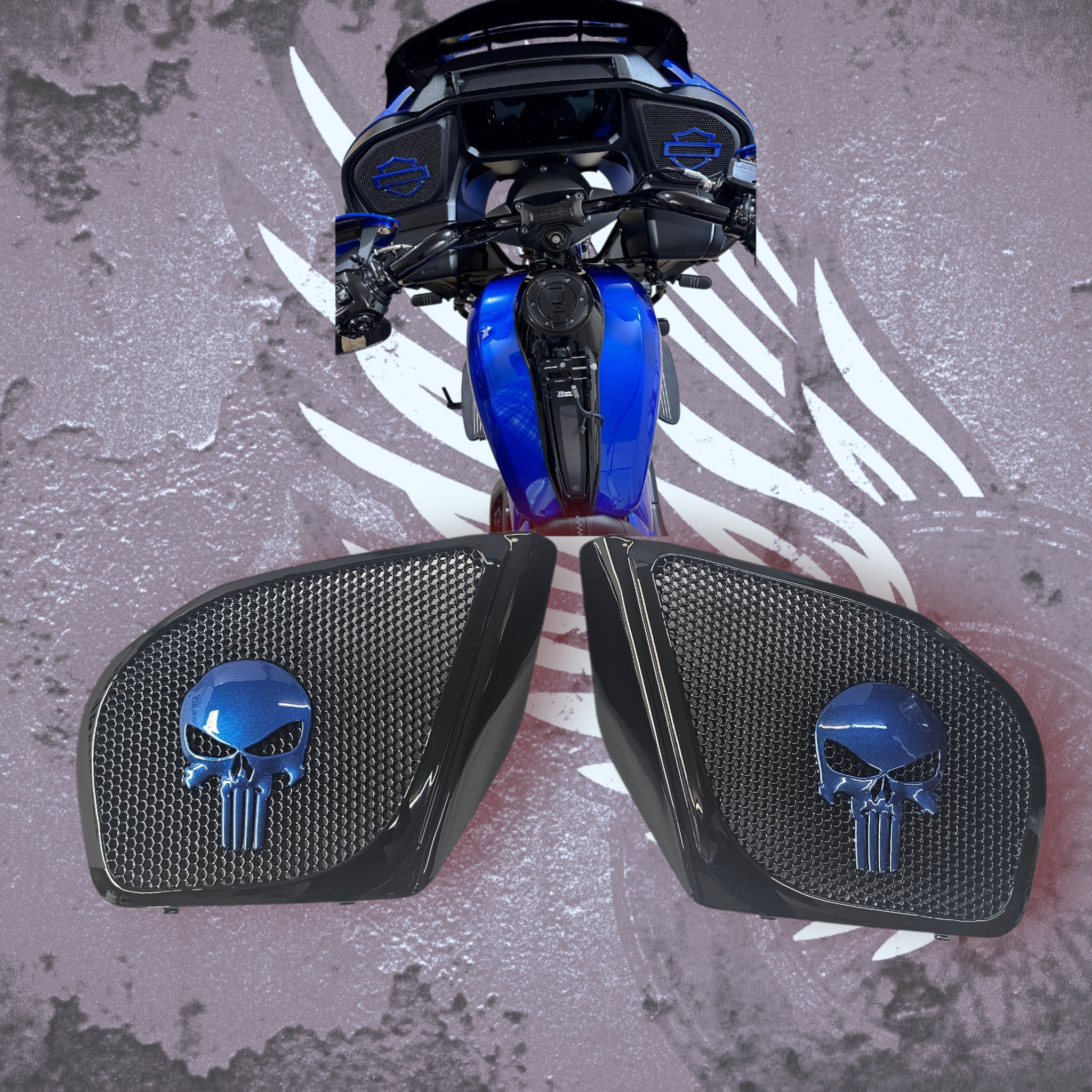 98-2024+ Road Glide 3D punisher speakers grill covers set