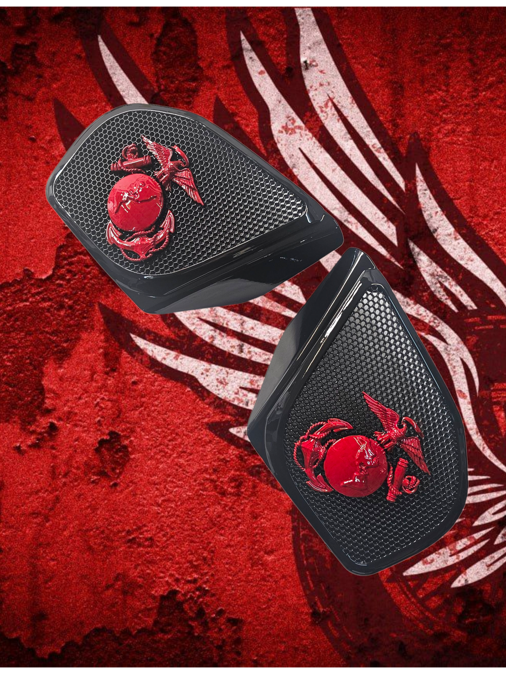 98-2024+ Road Glide 3D USMC speakers grill covers set
