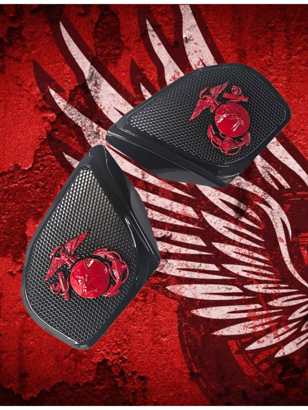 98-2024+ Road Glide 3D USMC speakers grill covers set