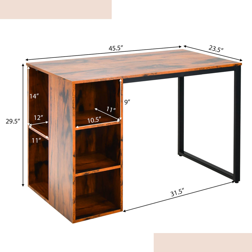 45 Inch Computer Desk with 5 Storage Compartments and Metal Frame