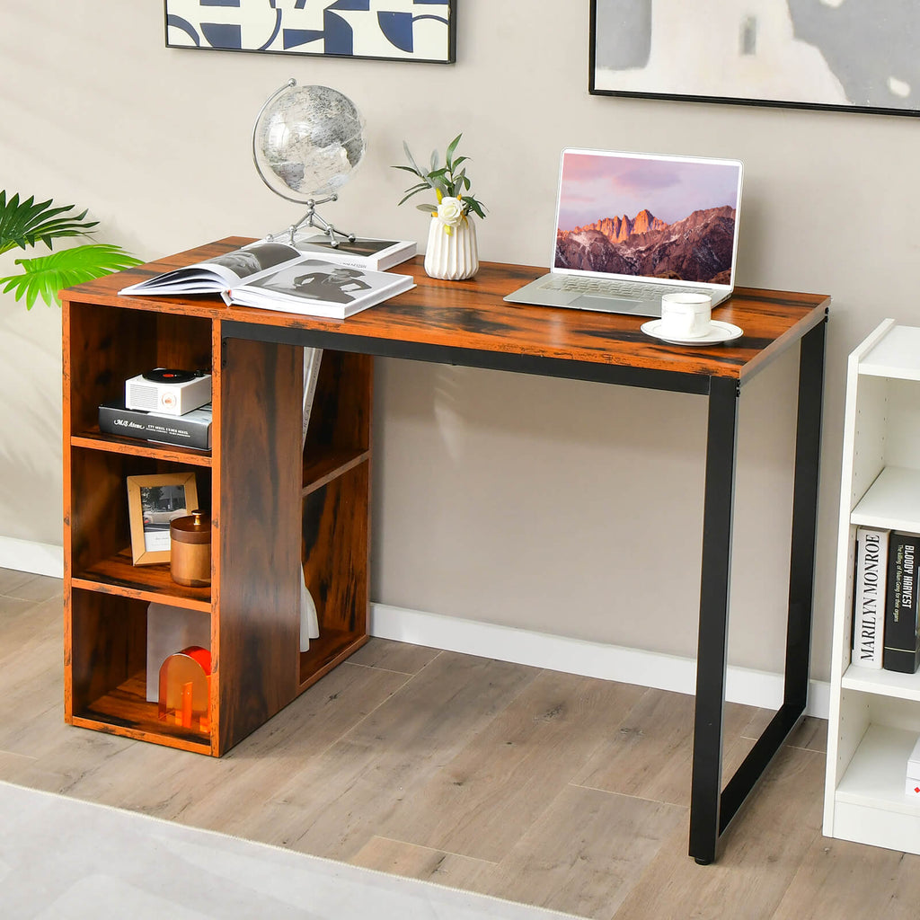 45 Inch Computer Desk with 5 Storage Compartments and Metal Frame