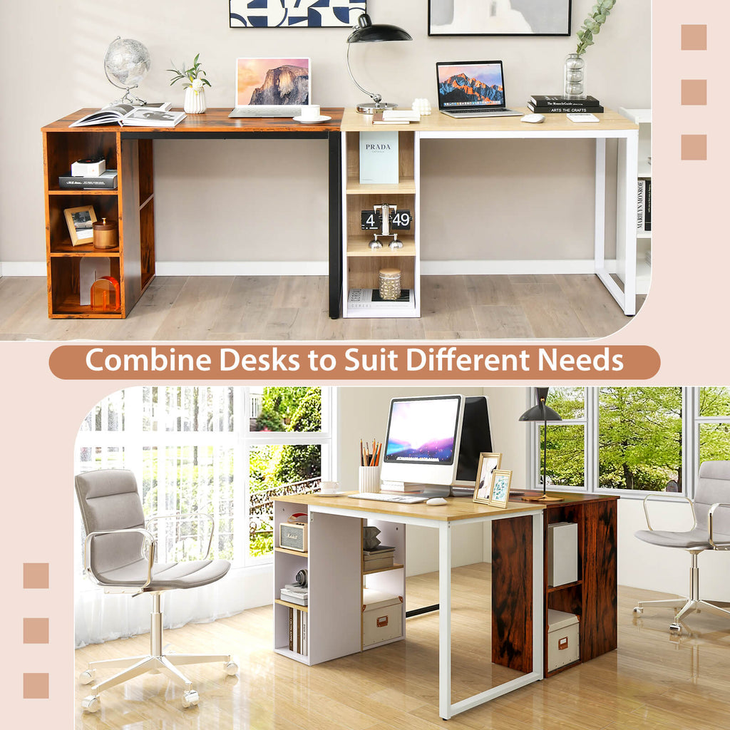 45 Inch Computer Desk with 5 Storage Compartments and Metal Frame