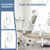 Ergonomic Office Computer Desk Chair Flip-up Arms Adjustable Headrests Comfortable Lumbar Support For Home Office