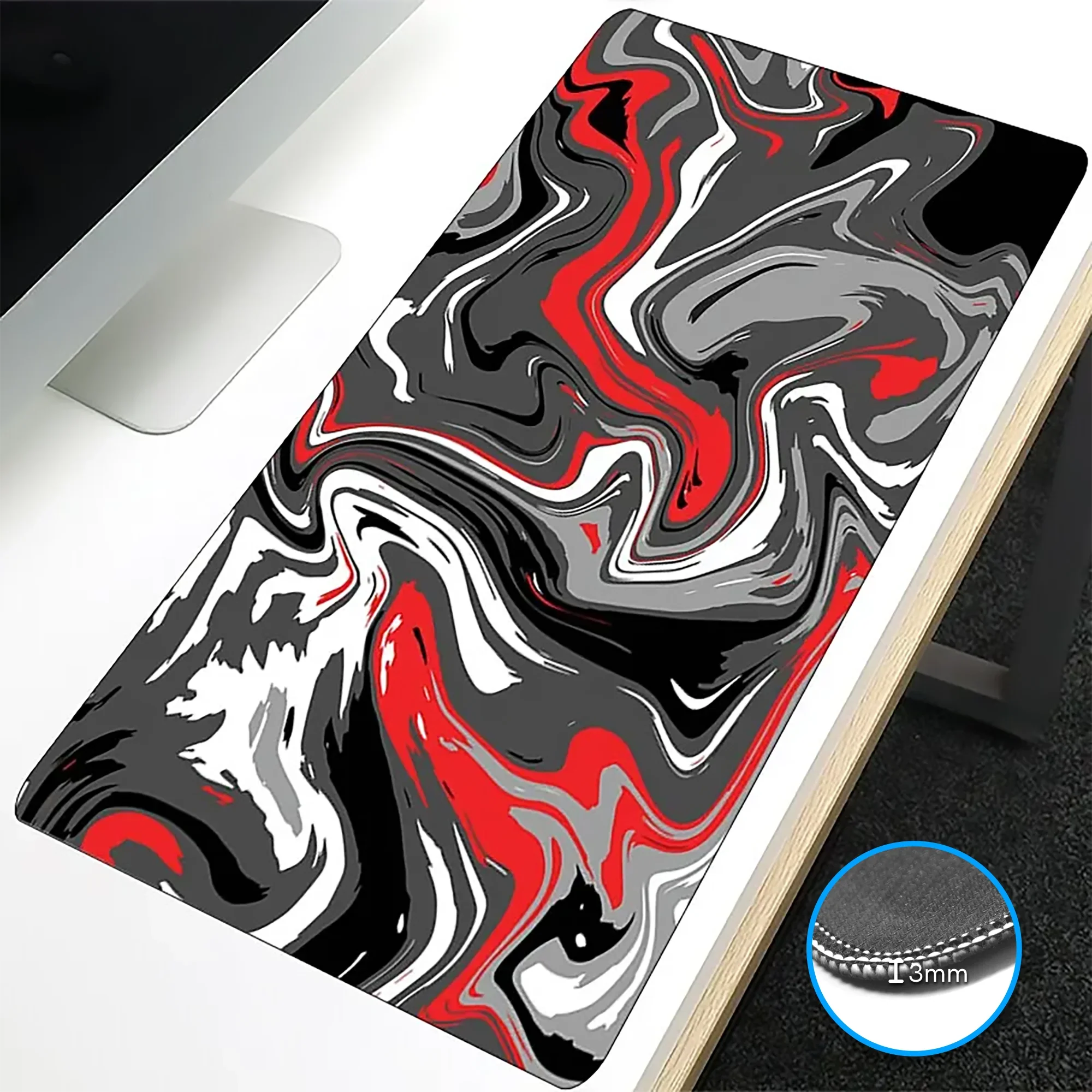 VIKAMA Black Wave Table Mat Black Game Mouse Pad Mat Anti-Slip Mat Desktop Carpet Game Handle Desktop Gadget Mouse Pad