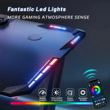 FRODROVIA RGB Gaming Desk - 47"/55"/63", ZZ Frame, Carbon Fiber, 4×4 RGB LED, Cup Holder, Headphone Hook, 200 lb