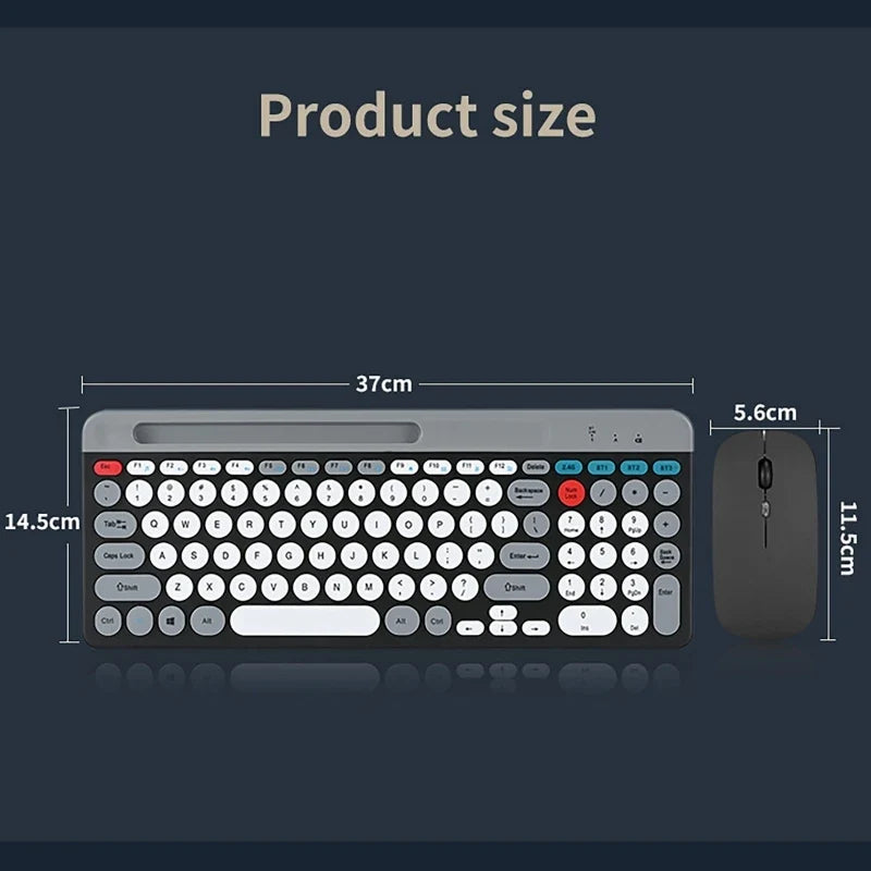 Luxuglow™ Dual-Mode 2.4G & Bluetooth 5.0 Wireless Keyboard & Mouse Combo – Rechargeable, 3-Channel, Type-C | FlipStylez LLC®